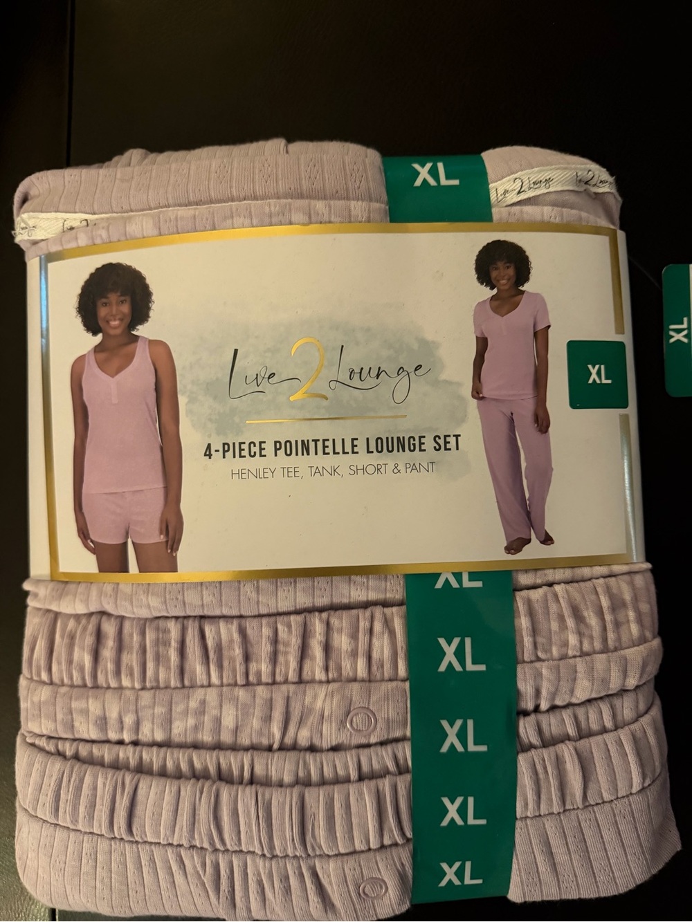 Live2Lounge Women's 4-Piece Pointelle Lounge Set - Lavender (XL)
